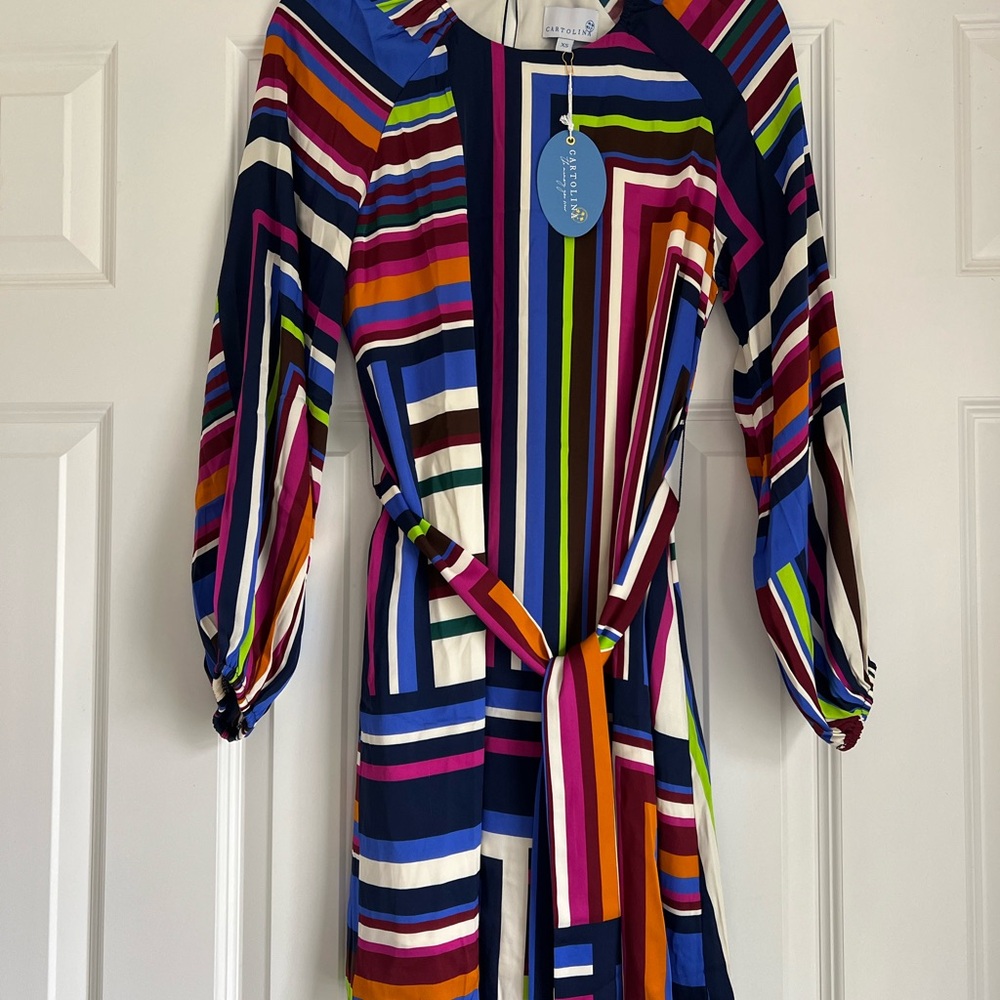 Colorful Striped Long Sleeve Dress